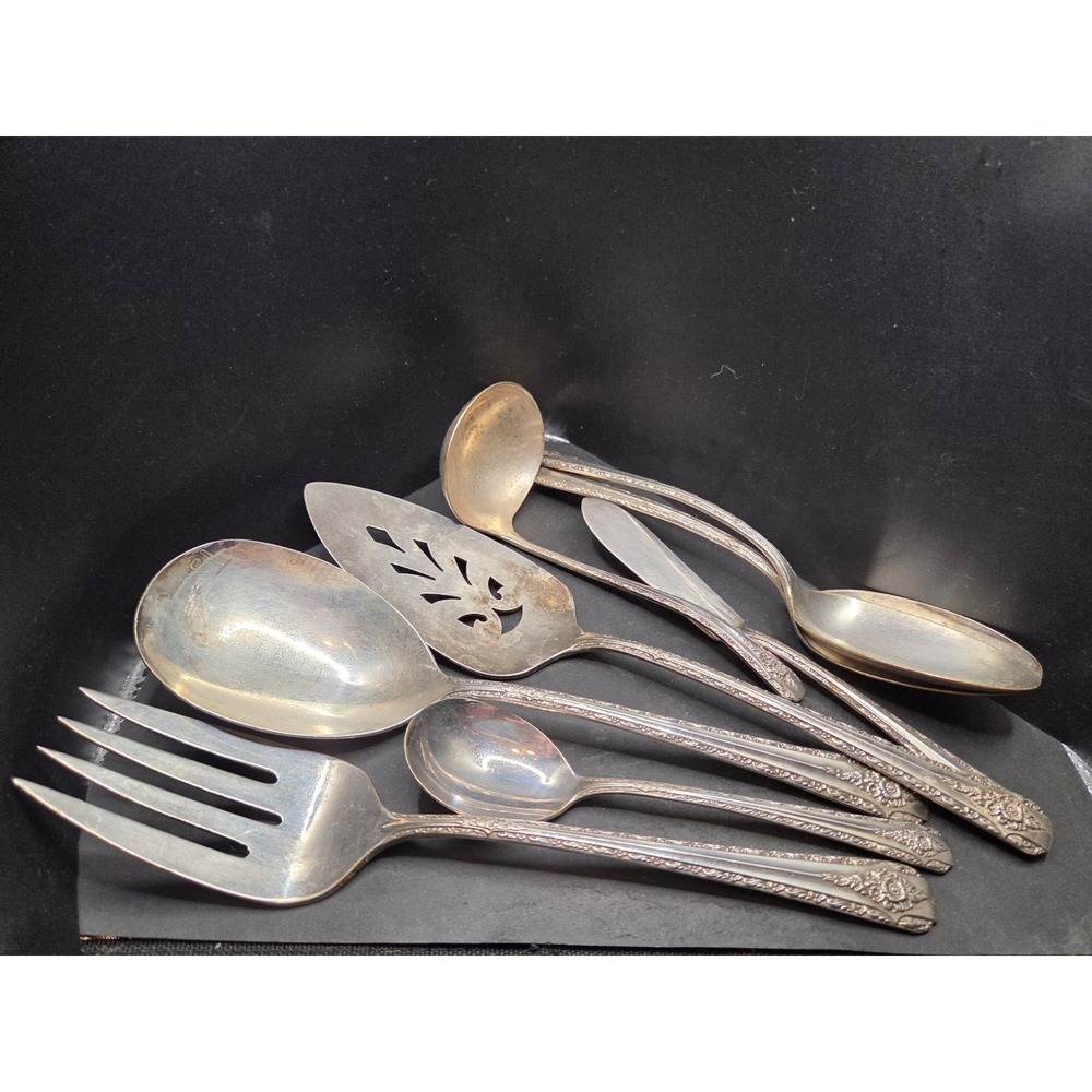 Int'l Silver Rogers Silverplate Serveware Set of 8 Elegance 1954 INSELEG see pic